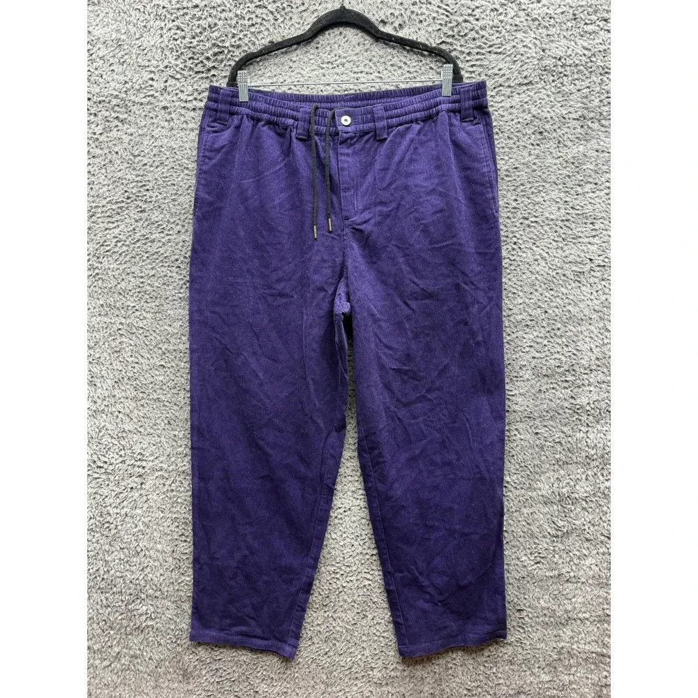 Theories of Atlantis Stamp Lounge Baggy Cord Pants Eggplant Mens Size XL